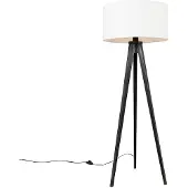 QAZQA Lampadaire trépied noir avec abat-jour blanc 50 cm - Tripod Classic