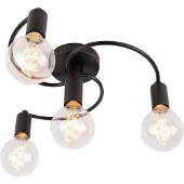 QAZQA Plafonnier intelligent noir avec 4 Wifi G95 - Facile