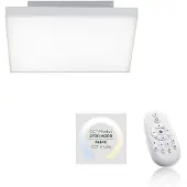 Leuchtendirekt Plafonnier LED, panneau, gradable, télécommande, 29,5x29,5 cm