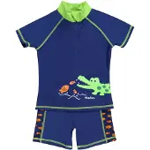 Playshoes Protection UV 'Krokodil' bleu / vert fluo / orange / blanc