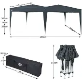 Deuba Tonnelle de jardin 3x6m Pop-up réglable anthracite