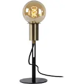 Lucide MALCOLM - Lampe à poser E27 (Max 60W, Noir avec laiton, bras flexible)