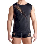 Svenjoyment Underwear - haut pour homme lacé asymétrique (noir) - XL