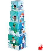 Janod Pyramide geo cubes - - 02949 - jouet a empiler