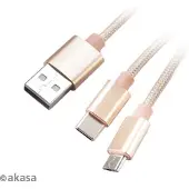 Akasa AK-CBUB42-12GL Câble USB 1,2 m USB 2.0 USB A USB C/Micro-USB B Or (AK-CBUB42-12GL)