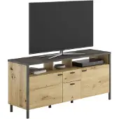 FMD Möbel CALICOSY - Meuble TV style industriel, 2 portes, avec 2 tiroirs, L143 cm - Loft