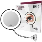 Uniq Miroir de salle de bain flexible avec ventouse - grossissement 10x et rotation à 360 degrés