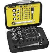 Stanley COFFRET D'EMBOUTS DE VISSAGE 1-4'' 25MM + MINI-CLIQUET - JE 1-13-907 - 27272