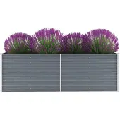 vidaXL Lit surélevé de jardin Acier galvanisé 240x80x77 cm Gris