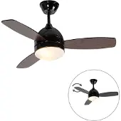 QAZQA Ventilateur de plafond noir avec impression bois 96cm avec télécommande - Rotar