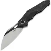 Bestech Couteau pliant Nogard - Blackwash + Satin - Black Red Marble CF, noir