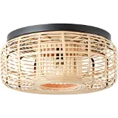 Brilliant Plafonnier CROSSTOWN avec un abat-jour en bambou et métal noir 45cm de diamètre E27