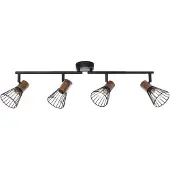 Brilliant Lampe Manama Tube de spot 4flg bois foncé/noir mat | 4x D45, E14, 18W, adapté aux lampes à incandescence (non incluses) | Têtes orientables / bras orientables