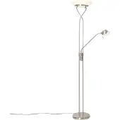 QAZQA Lampadaire en acier avec LED, variateur et lampe de lecture - Empoli