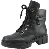 Rieker Chaussures de ville pour femmes, bottines, chaussures à lacets, couleur noire, style décontracté