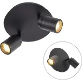QAZQA Spot moderne intelligent noir avec 2 ampoules GU10 IP44 - Ducha