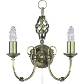 Searchlight Applique, métal, laiton, antique, intensité lumineuse variable, 2 flammes