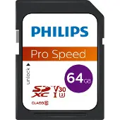 Philips Ultra Pro FM64SD65B - Carte mémoire flash - 64 Go - Video Class V30 / UHS-I U3 / Class10 - SDXC UHS-I