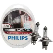 Philips Ampoule halogène H4 VisionPlus Plus 60% 12V/60/55W, 2 pièce