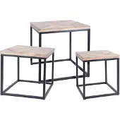 H&S Ensemble de tables d'appoint 3 pcs Teck