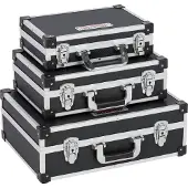 VARO jeu de 3 étuis en aluminium et cuir