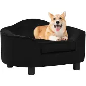 vidaXL Canapé pour chien noir 67x47x36 cm peluche