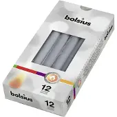 Bolsius 12x , Bougie, Bougie pointue 24,5x2,4cm argentée (12 pcs)