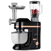 Klarstein Robot Patissier Multifonctions, Batteur sur Socle, Bol 5L, Robot Cuisine 1800W, Blender 1.5L, Robot Multifonction Petrin Boulangerie, Hachoir à Viande, Batteur Electrique Cuisine, 6 Vitesses