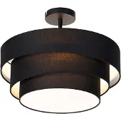 QAZQA Plafonnier moderne noir 45 cm 3 lumières - Drum Trio