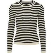 Pieces Pull-over 'Crista' noir / blanc