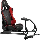 White Shark Chaise de jeu pour le cockpit de simulation de King of Speed Racing, Chaise gaming, Rouge, Noir