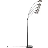 QAZQA Lampadaire design noir avec verre fumé 5 lumières - Sixties Marmo