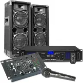 Max Max26 DJ -Set einschliesslich Lautsprecher, Verstärker und Mixer - 1200W