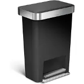 Simplehuman Poubelle rectangulaire avec sac poubelle plastique 45 litres - Noir -