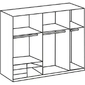 Fresh To Go Armoire à portes coulissantes Level, 2 portes, 200 x 65 x 216 cm, chêne planches, gris verre