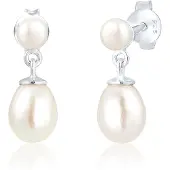 Elli PREMIUM Boucles d'oreilles argent / blanc perle