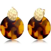 Elli Boucles d'oreilles 'Geo' marron / jaune d'or / or