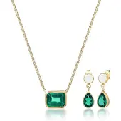 Elli Parure de bijoux or / vert / blanc