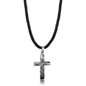 KUZZOI Chaîne 'Kreuz' noir / argent