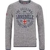 Lonsdale Pull-over 'Borden' marine / gris chiné / rouge / blanc
