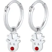 Elli Boucles d'oreilles rouge / argent