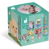 Janod Tour d'empilage animaux - Jouets éducatifs en carton dès 1 an