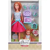 Toi-Toys Poupée ado avec enfant et chien fille caoutchouc rose