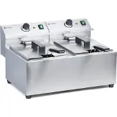 Hendi Friteuse électrique 2x8L – Modèle double de table professionnel, acier inoxydable