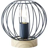 Brilliant Lampe de table Sorana turquoise avec du bois