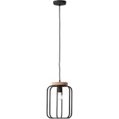 Brilliant Lampe suspendue Tosh noir avec du bois marron