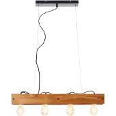 Brilliant Lampe suspendue Calandra 4 lumières noir avec bois marron