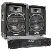 Complete Komplett 400 W Max -Soundset mit maximalen Lautsprechern und SPL400 -Verstärker (Actif), Haut-parleur PA, Noir