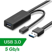 UGREEN Câble d'extension US175, USB 3.0, micro USB, 5 m (noir)