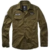 Brandit Chemise 'Luis' olive / noir / blanc
